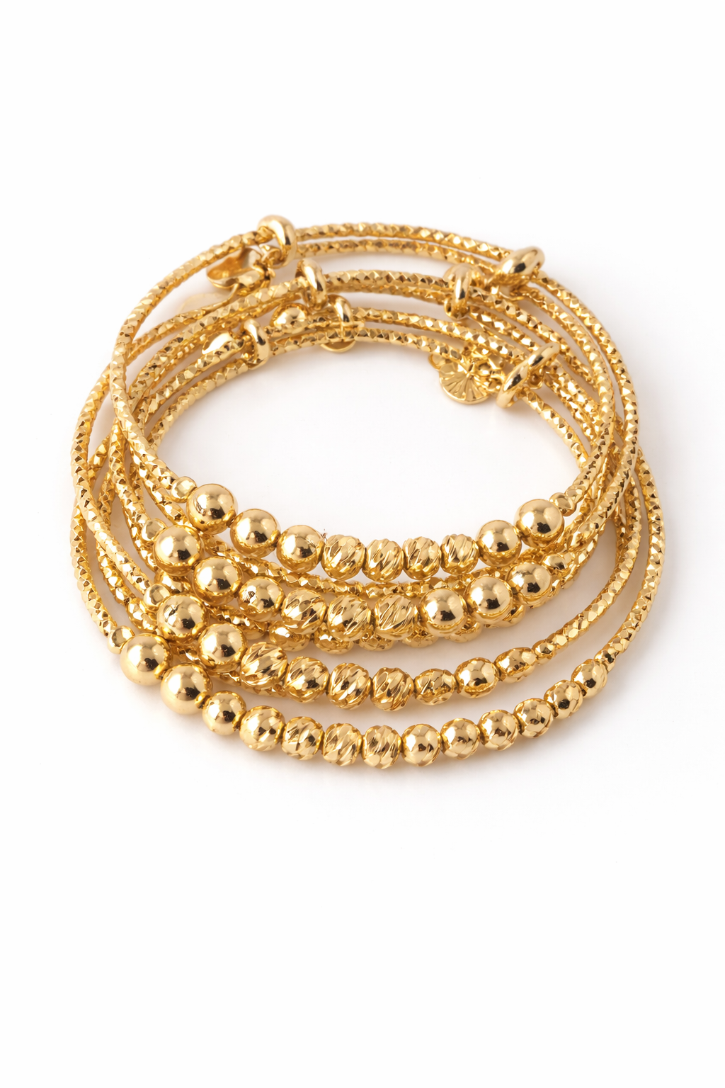 Gold Beaded Bracelet Set( Stainless Steel )