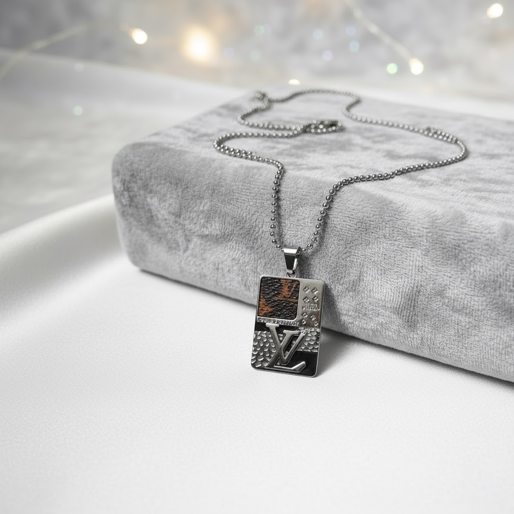 Silver Monogram Tag Necklace (stainless steel)
