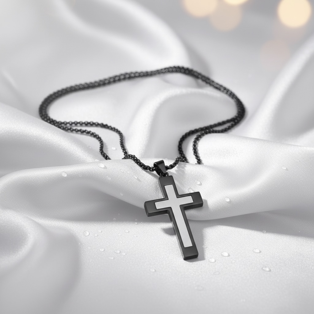 Black Cross Faith Necklace(Stainless Steel )