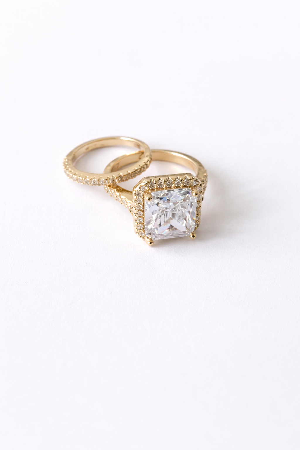 Gold Engagement Ring Set( Stainless Steel )